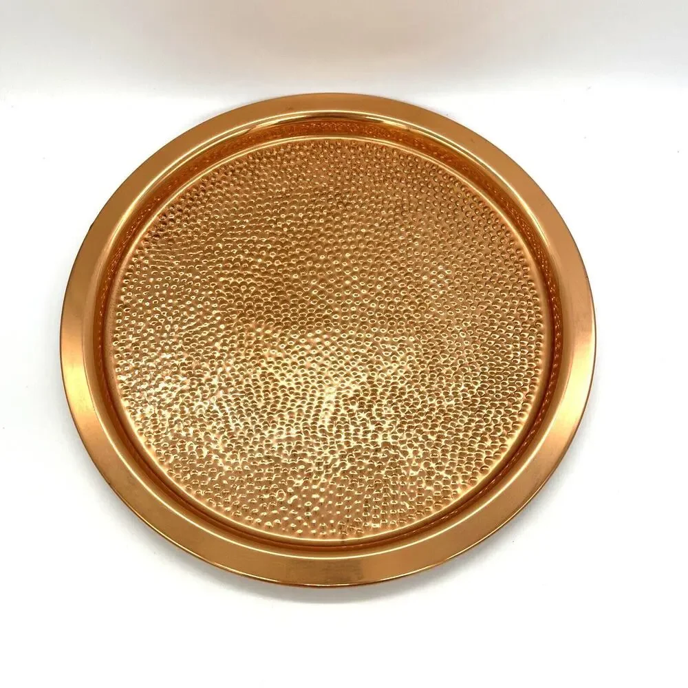 MCM Coppercraft Guild Copper Hammered Tray & 6 Roly Poly Cups Mid Century Modern